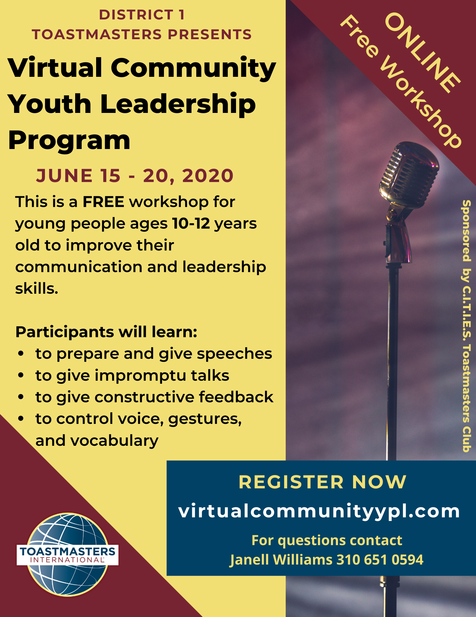 Virtual Community Youth Leadership Program District One