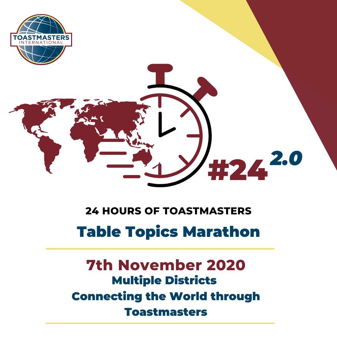 24 Hour of Toastmasters: Table Topics Marathon – District One