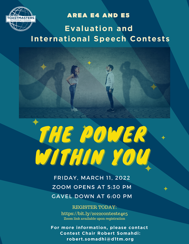 Area E4,E5 Evaluation & International Speech Contest – District One