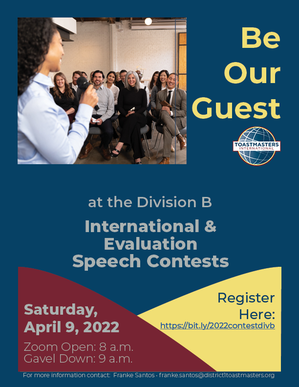 Division B Evaluation & International Speech Contest – District One