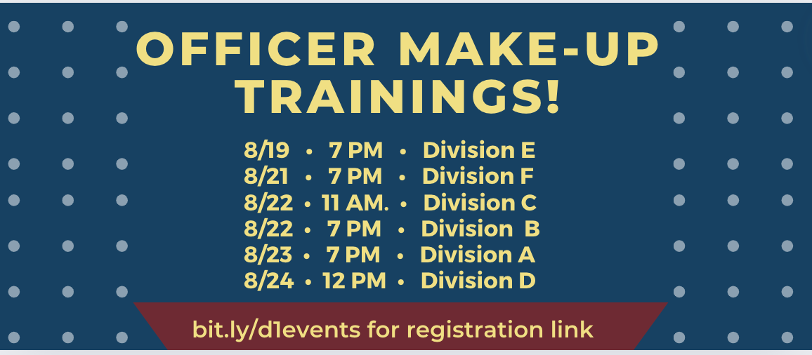 District 1 Makeup Training List for 2024